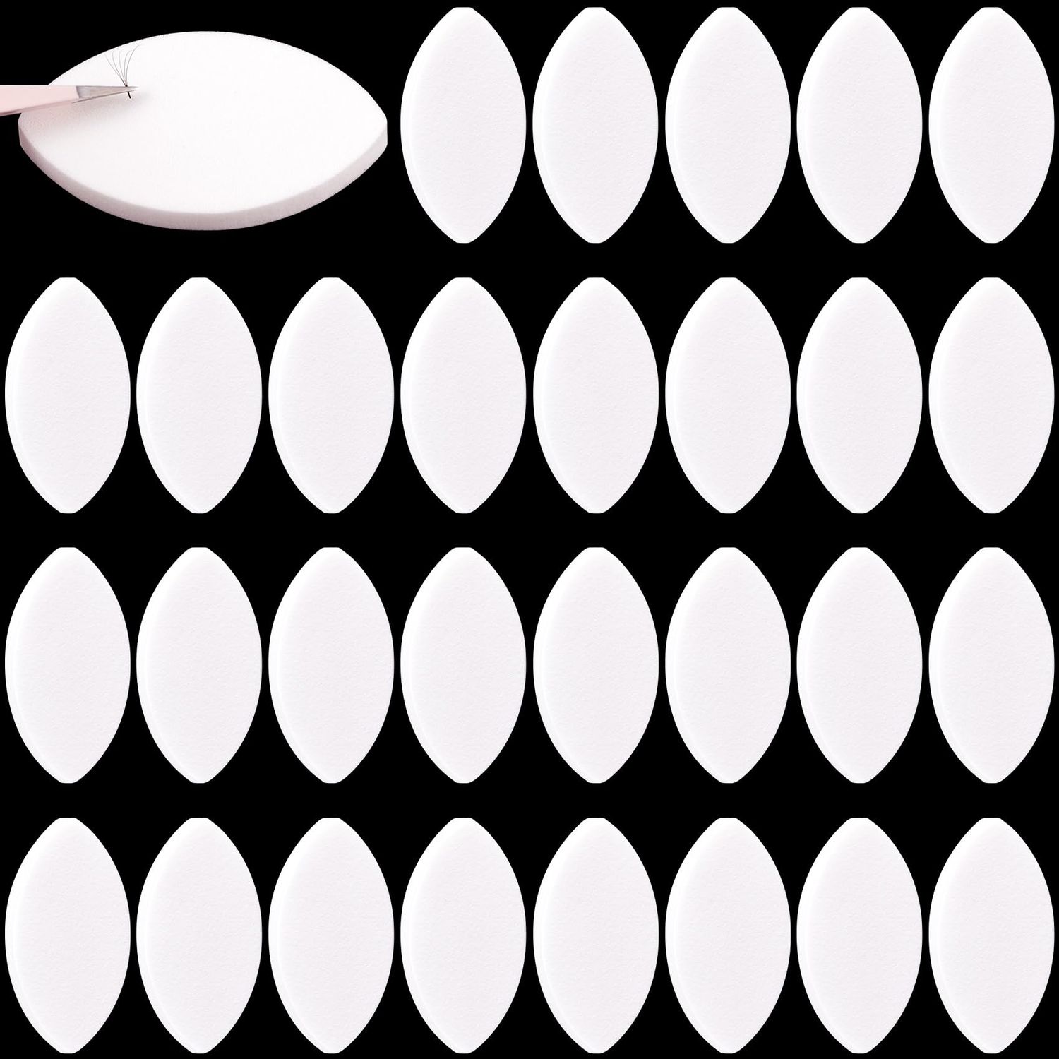 OIIKI 30Pcs Eye Shaped Practice Sponge, 7mm Lash Exercise Sponge, Practice Sponges, Lash Map Sponge for Beginners Makeup Eyelash Lash Extensions Supplies for Women