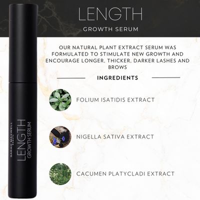 Sarah Maxwell Beauty - LENGTH Growth Serum for Eyelash & Brow Boost, Vegan, Paraben-Free, Cruelty-Free - Enhance Lashes & Brows, Clean Beauty Lash Treatment (0.17 fl oz | 5 mL)