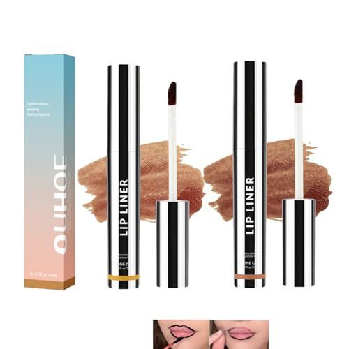 ONMYLOVIN 2PCS Peel Off Lip Liner Lip Stain, Peel Off Lip tint Tattoo, Long lasting Stain,Waterproof Lip Liner Tattoo Matte, Transfer-proof