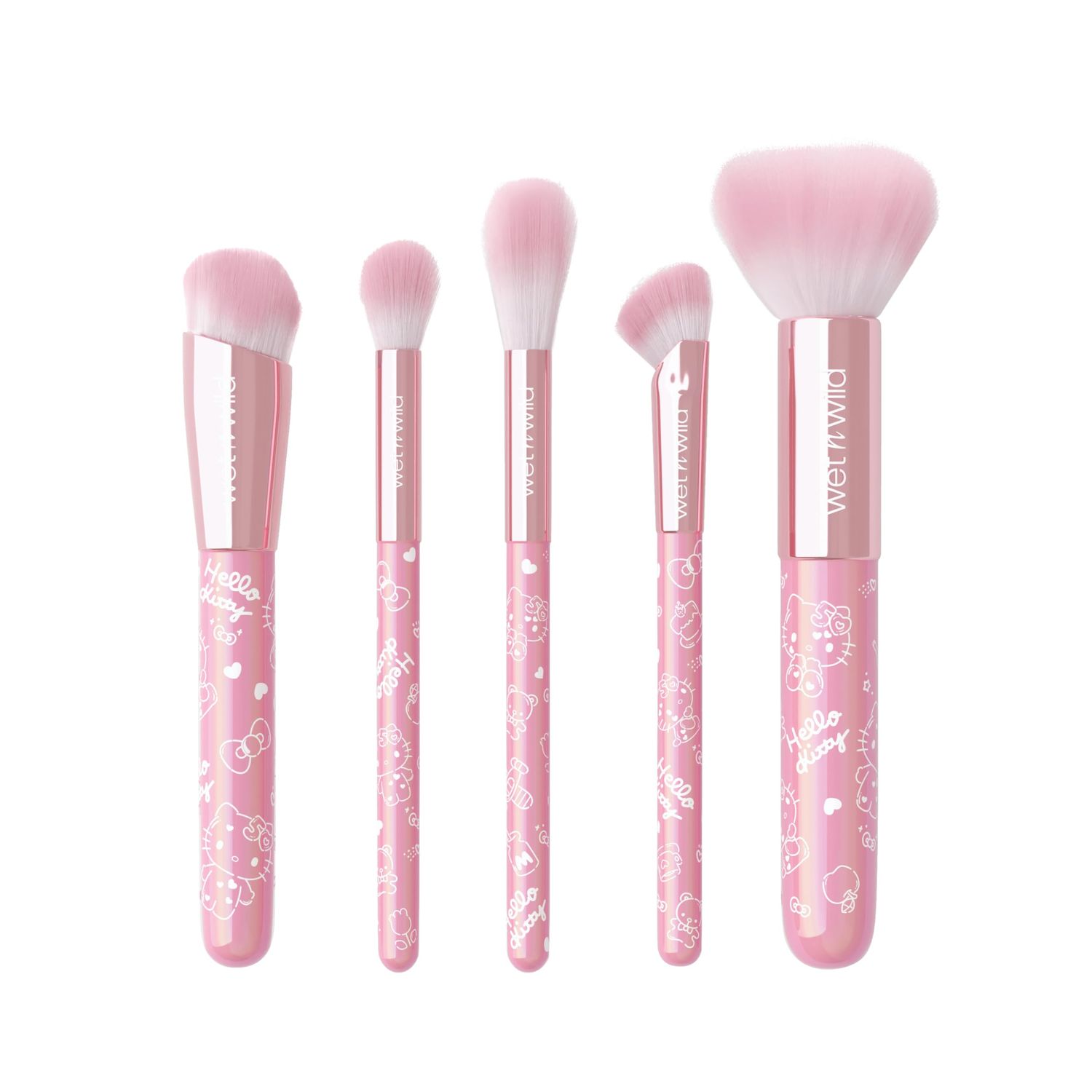 wet n wild Hello Kitty 5-Piece Makeup Brush Set, Buildable &amp; Blendable Multifunctional Seamless Application, Cruelty-Free &amp; Vegan Feathery Soft Bristles