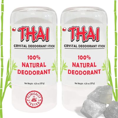 2-PACK Thai Crystal Deodorant Salt Stone - Clinically Tested, Dermatologist Approved - Natural Unscented for Women Men &amp; Teens