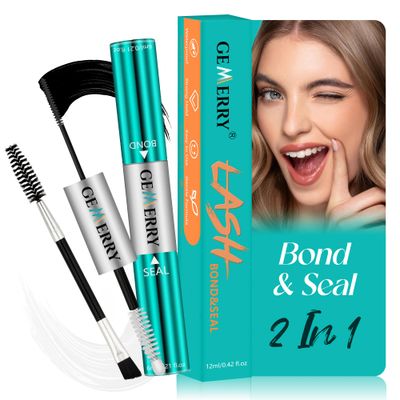 GEMERRY Lash Bond and Seal Waterproof 12ml Lash Cluster Glue for Lash Clusters Bond and Seal Lash Glue Long Lasting for 72-96 Hours Lash Glue Mascara Eyelash Glue for Self Use at Home