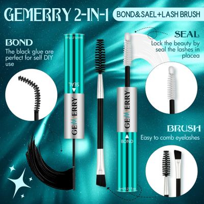 GEMERRY Lash Bond and Seal Waterproof 12ml Lash Cluster Glue for Lash Clusters Bond and Seal Lash Glue Long Lasting for 72-96 Hours Lash Glue Mascara Eyelash Glue for Self Use at Home