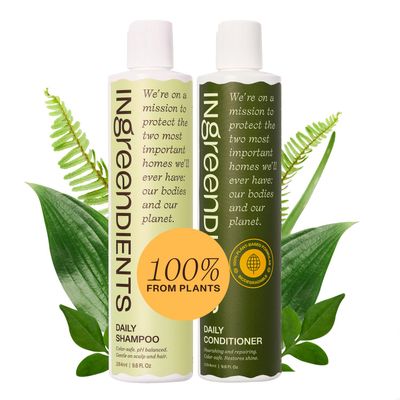 Ingreendients Non Toxic Vegan Shampoo and Conditioner with Organic Ingredients, Apple Cider Vinegar, Tea Tree Oil - Color Safe, Paraben &amp; Gluten Free, Silicone &amp; Sulfate Free, pH Balanced