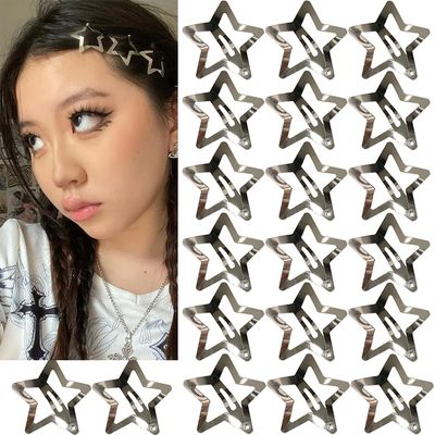 20 PCS 1.22&quot; Star Hair Accessories - Non-Slip Metal Snap Clips and Barrettes for Girls &amp; Women, Y2K Style