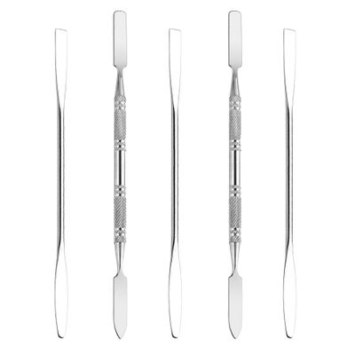 Wismee 5Pcs Makeup Spatula tool metal Set Professional Beauty Stainless Steel Cosmetics Mixer Long Metal Spatula Depotting Mixing Tool (#1#2)