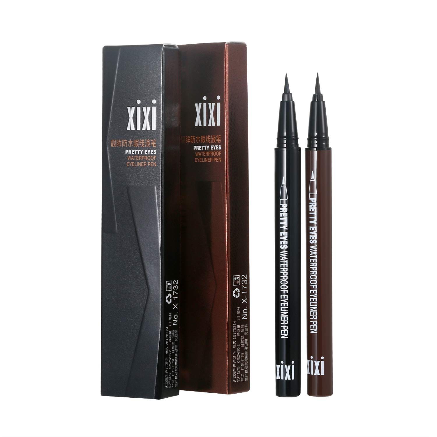 Vtrem 2 Pack Waterproof Liquid Eyeliner BlackDark Brown Liquid Eyeliner Pencil Smudge Proof Slim Eyeliner Freckle Pencil Makeup Tools Long Lasting All Day