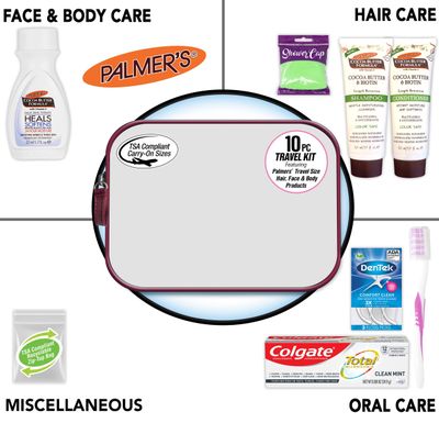 Convenience Kits International Women's Multicultural 10 PC Grooming/Hygiene Travel Kit Featuring: Palmer's Travel-Size Hair & Body Products, Beige, (23AZ)