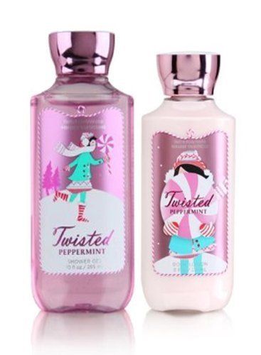 Bath and Body Works Twisted Peppermint Shower Gel (10 fl oz) and Body Lotion (8 fl oz) Signature Collection (Set of 2)