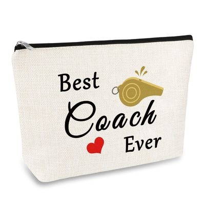 Best Coach Gift Makeup Bag Coach Sports Gift for Women Team Mom Gift Cosmetic Bag Retirement Gift Thank You Gifts for Football Basketball Swimming Badminton Tennis Coach Birthday Gift Travel Pouch