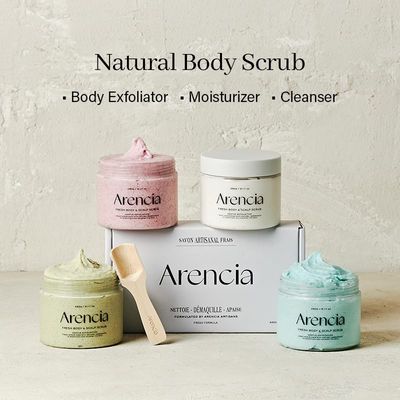 Arencia Fresh Cloud Sea Salt Body &amp; Scalp Scrub (Green) - Exfoliant, Bump Eraser For Silky Smooth Skin, Korean Skin Care