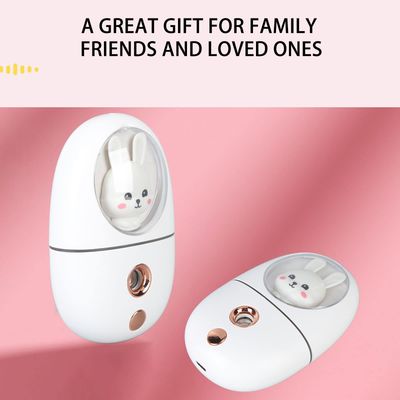 Facial Mister, 35ml Cute Animal Facial Mist Sprayer USB Rechargeable Mini Eye Face Humidifier Portable Facial Steamer for Travelling Face Daily Makeup Skin Care (White)