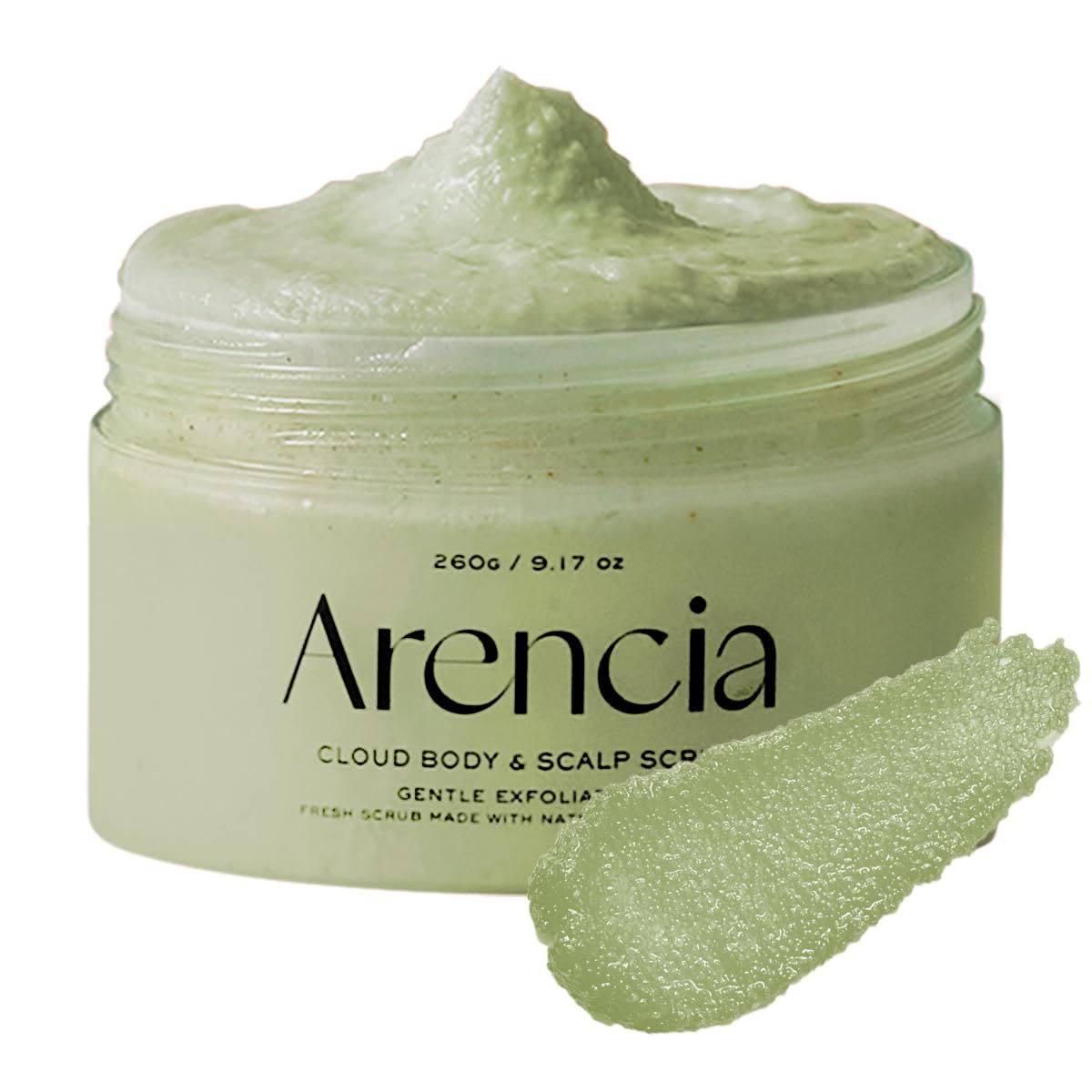 Arencia Fresh Cloud Sea Salt Body &amp; Scalp Scrub (Green) - Exfoliant, Bump Eraser For Silky Smooth Skin, Korean Skin Care