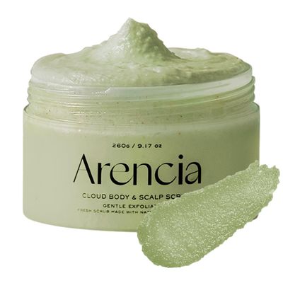 Arencia Fresh Cloud Sea Salt Body &amp; Scalp Scrub (Green) - Exfoliant, Bump Eraser For Silky Smooth Skin, Korean Skin Care
