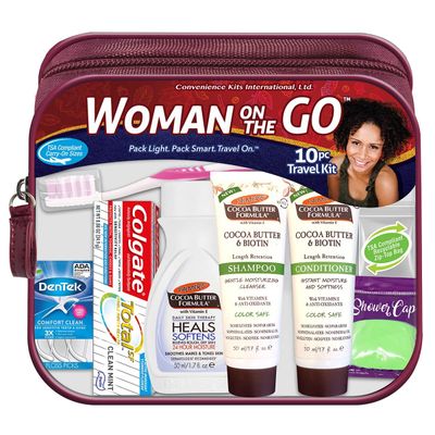 Convenience Kits International Women&#39;s Multicultural 10 PC Grooming/Hygiene Travel Kit Featuring: Palmer&#39;s Travel-Size Hair &amp; Body Products, Beige, (23AZ)