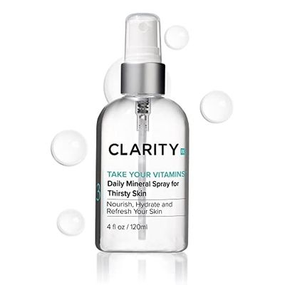 ClarityRx Take Your Vitamins Daily Mineral Spray for Dry Skin, Natural Plant-Based Moisturizing Face &amp; Body Mist for All Skin Types (4 fl oz)