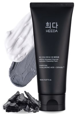 HEEDA Activated Charcoal Hydration Cleansing Foam, Foaming Facial Cleanser, Hyaluronic Acid, Ceramide, Double cleansing, Korean Face Wash, K Beauty Skincare 5.07 fl.oz.