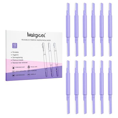 Dermaplane Razor for Women Face &amp; Eyebrow - Dermaplaning Tool for Peach Fuzz Facial Hair Removal,High Precision Blade for Smooth Skin (Purple, 12 Count)