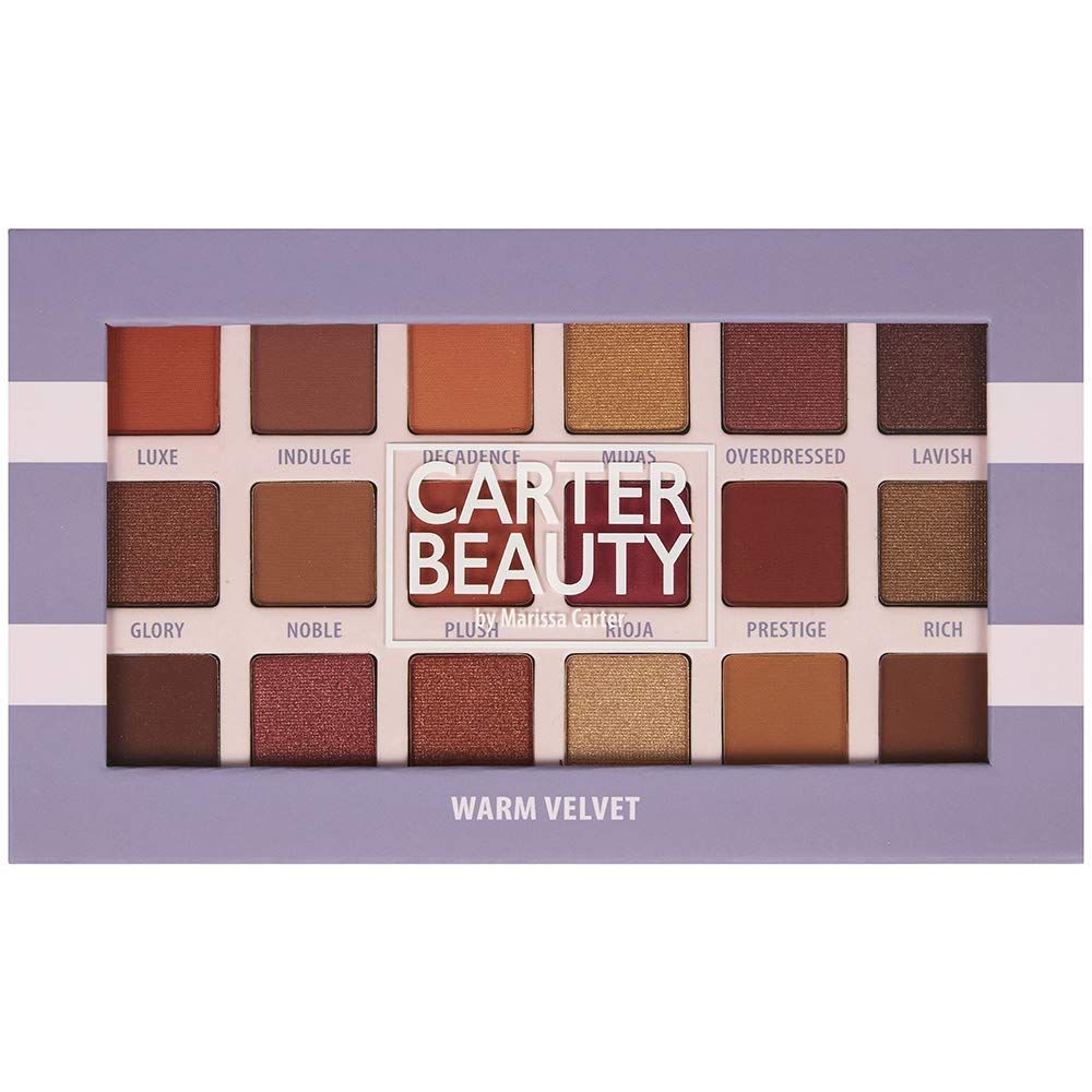 Carter Beauty by Marissa Carter 18 Shade Eyeshadow Palette | Long Lasting Eye Shadow Makeup | Shimmer &amp; Matte Vibrant Colors (Warm Velvet)