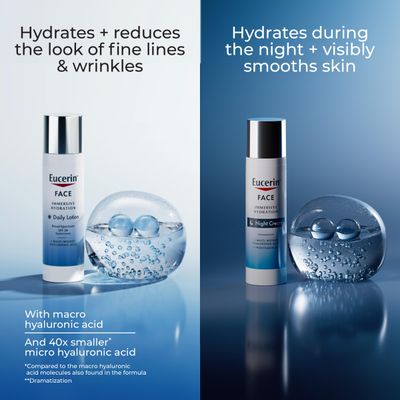 Eucerin Face Immersive Hydration Skin Care Set, Daily Face Lotion with SPF 30, 2.5 Fl Oz Bottle + Night Cream with Hyaluronic Acid, 2.5 Oz Bottle