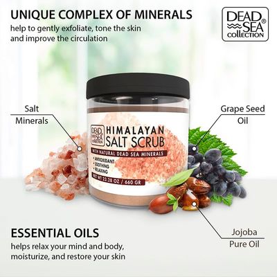 Dead Sea Collection Salt Body Scrub - Large 23.28 OZ - with Himalayan Salt, Pure Oils and Dead Sea Minerals