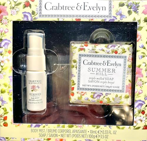 Crabtree &amp; Evelyn Summer Hill .33 oz BODY MIST &amp; 3.5 oz BAR SOAP Gift Boxed