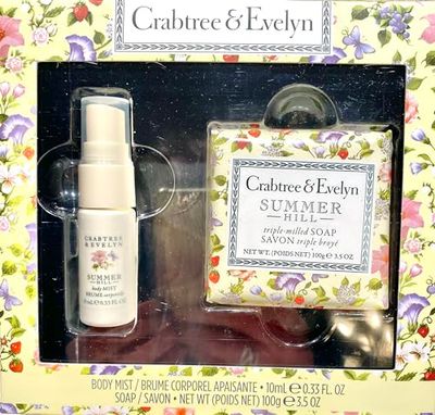 Crabtree &amp; Evelyn Summer Hill .33 oz BODY MIST &amp; 3.5 oz BAR SOAP Gift Boxed