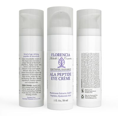 Florencia ALA Peptide Eye Cream - Anti-Aging Eye Repair Cream for Wrinkles, Fine Lines, Dryness - Hydrating, Nourishing, Firming, Moisturizing Eye Cream with Hyaluronic Acid &amp; Peptides, 0.5 oz