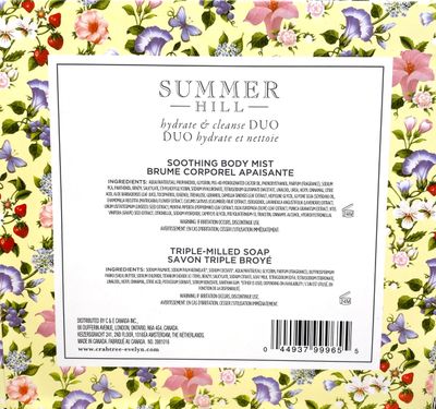 Crabtree &amp; Evelyn Summer Hill .33 oz BODY MIST &amp; 3.5 oz BAR SOAP Gift Boxed
