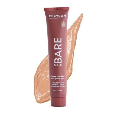 EEZYSUN BARE Tinted Sunscreen SPF 50 - Non-Greasy, Water-Resistant, Vegan &amp; Reef-Safe with Hyaluronic Acid &amp; Jojoba Oil - 1.69 fl oz - Deep
