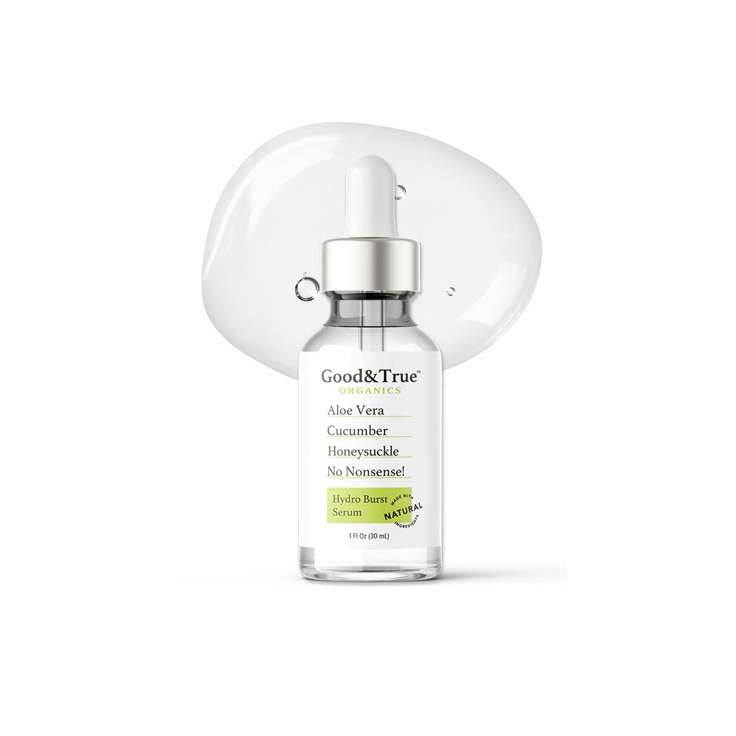 Good &amp; True Organics,Hydro Burst Serum with Aloe Vera, Cucumber &amp; Honeysuckle - Hydrates, Soothes, &amp; Nourishes All Skin Types - Natural Moisture Balance &amp; Even Tone