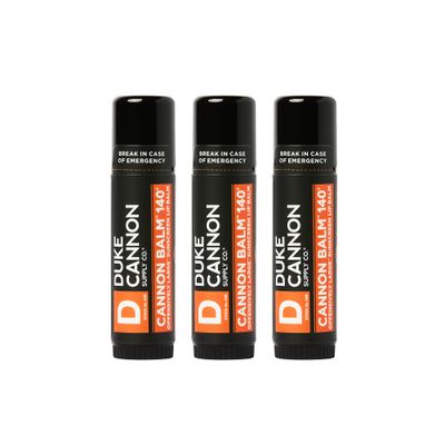 Duke Cannon Supply Co. Tactical Lip Protectant Cannon Balm 140 for Men (Blood Orange Mint) Multi-Pack - Superior Performance, Heavy-Duty, SPF 30, Large Balm for Hard Working Men, 0.56 oz (3 Pack)