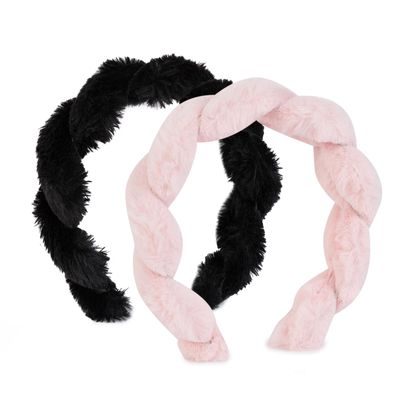 Agirlvct Headband for Washing Face,Spa Facial Headbands, Soft Cute Fluffy Hair Band for Skincare Makeup Women Girls Shower Makeup Mask Non Slip Thick Thin(2 Pack)