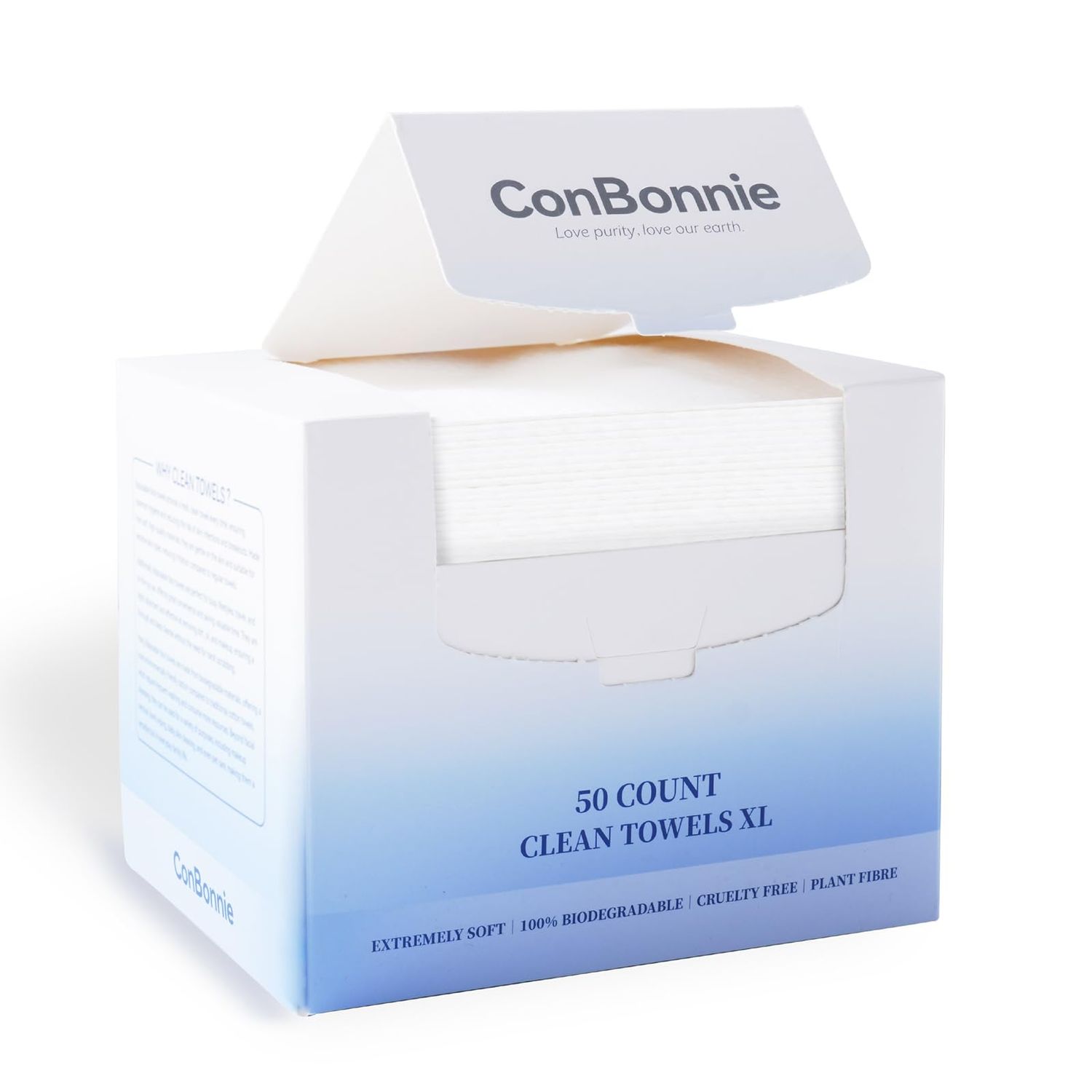 Face Towels, Disposable Face Towel XL, 10"12" Biodegradable Facial Towels, Extra Thick Soft Large Face Towelettes, Makeup Remover Dry Wipes for All Skin Types, Facial Tissue, 50 Count (1 Pack)