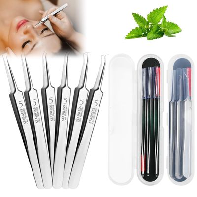 6Pcs Usiveinborn Blackhead Remover, Usiveinborn Professional Facial Blackhead Remover Tweezers, 3 in 1 Pimple Popper Tool Kit, Professional Stainless Steel Facial Blackhead Remover Tweezers (2 Set)