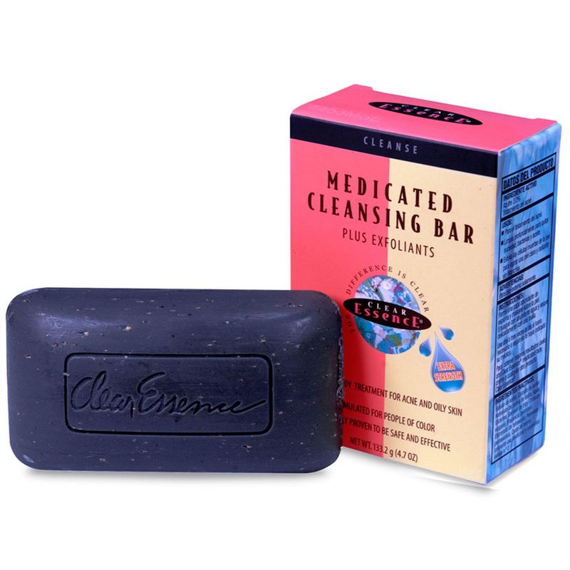 Clear Essence Platinum Extra Strength Medicated Cleansing Bar Plus Exfoliant - 4.7 Oz | Face And Body Soap - Complexion Soap - Washes Away Dirt, Oil, And Acne - Soap for Men and Women