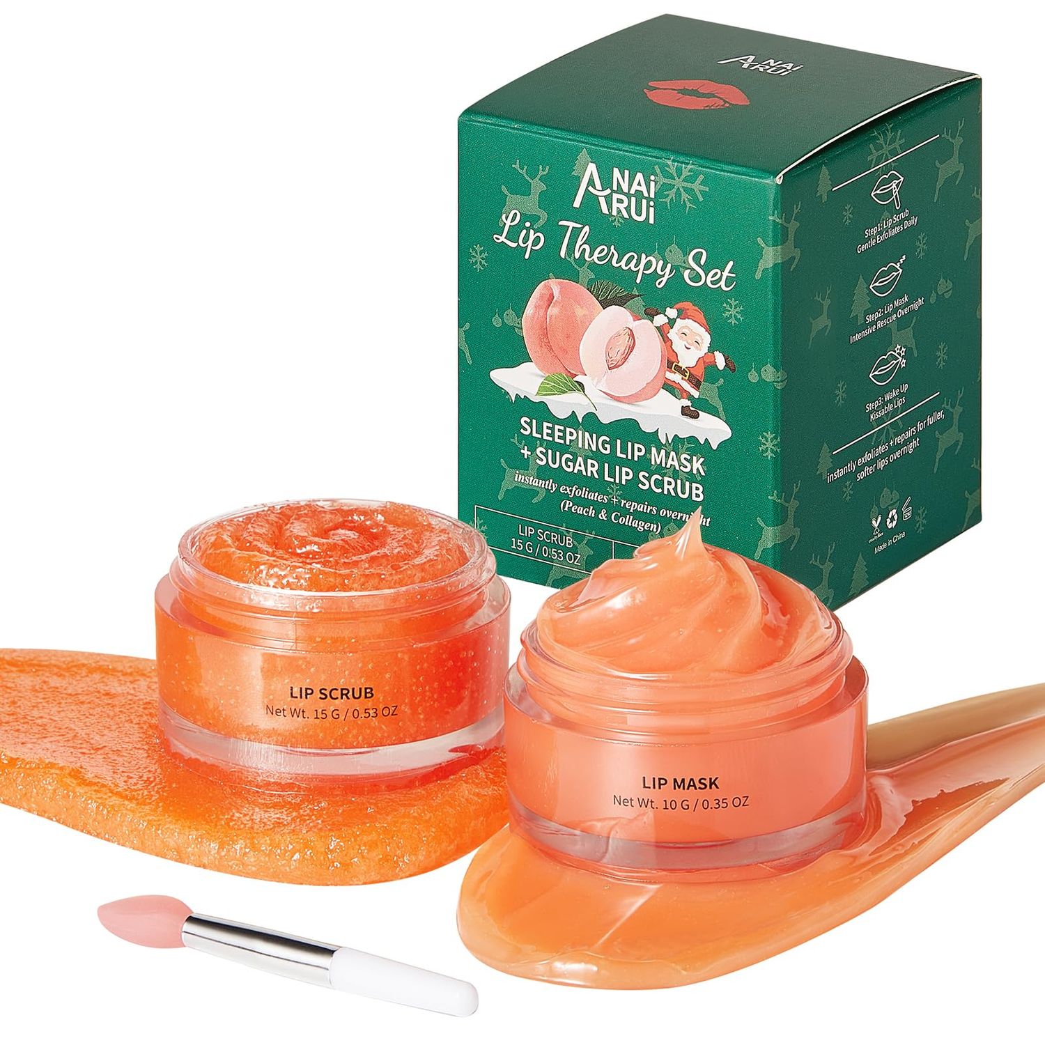 ANAI RUI Lip Care Set, Lip Scrubber Exfoliator &amp; Lip Balm Hydrating for Valentine&#39;s Day Gifts, Lip Exfoliator Scrub and Moisturizer Skincare Gifts For Girls, Women, Lip Sleeping Mask for Dry Dark Lips