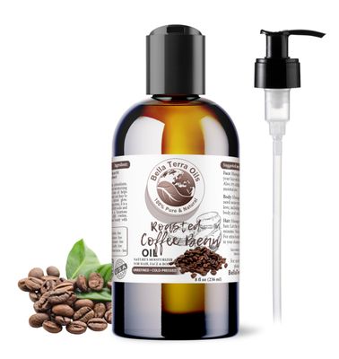 Bella Terra Oils - Roasted Coffee Bean Oil 8 oz - A Pure Extract of Coffee Bean Oil from Roasted Coffee Seeds, Enriched with Fatty Acids, An Elixir for Skin