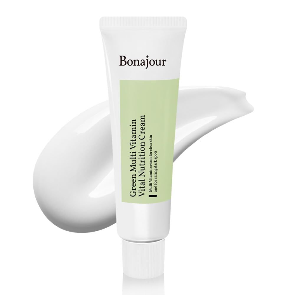 [BONAJOUR] Vegan Natural Green Multi Vitamin Moisturizing Cream for Face - 70% Vitamin, Anti Aging &amp; Brightening, Remove Dark Spot 1.7 fl. oz