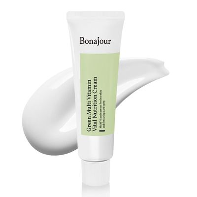 [BONAJOUR] Vegan Natural Green Multi Vitamin Moisturizing Cream for Face - 70% Vitamin, Anti Aging &amp; Brightening, Remove Dark Spot 1.7 fl. oz