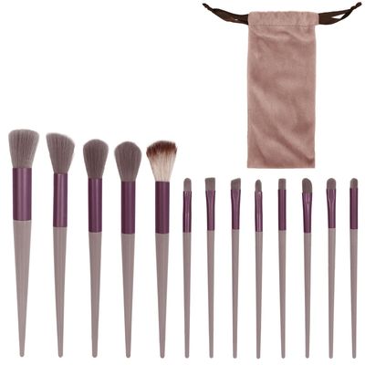Bagentry 13 Pcs Professional Makeup Brushes Set with Bag, Complete Function Portable Make Up Brushes, Foundation Powder Concealers Eye Shadows Lip Cosmetic Brushes for Enthusiasts (Reddish Brown)