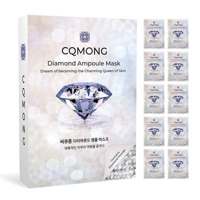 CQMONG Diamond Ampoule Sheet Mask (pack of 10) Korean Collagen Face Facial Mask Pack for Elastic Skin, Vitality, Moisture, Brilliance, Nutrition, Skin Soothing | Skincare