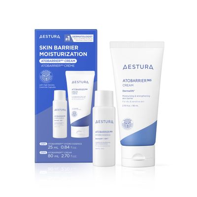 AESTURA ATOBARRIER365 Skin Moisturization Set | Skincare Gift Set with Face Moisturizer &amp; Essence, 120H lasting Hydration, Barrier Repair Kit with Ceramide, Korean Skin Care