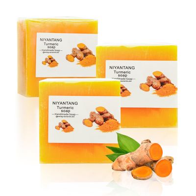 3 PCS Turmeric Soap Bar, Natural Bar Soap for Face &amp; Body, Handmade Tumeric Soap with Coconut Oil, Cleanse Skin, Moisturizing &amp; Soothing Gentle Cleanser Soap for All Skin Types