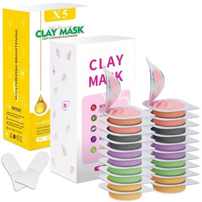 Clay Mask Set 20 Pods, Face Mask Skin CareGreen Tea, Turmeric, Dead Sea Mud, Rose, 24K Gold, Eggplant, Avocado, Mud Mask Deep Pore Cleansing Acne Blackhead Removal, Men &amp; Women Facial Mask .
