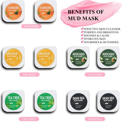 Clay Mask Set 20 Pods, Face Mask Skin CareGreen Tea, Turmeric, Dead Sea Mud, Rose, 24K Gold, Eggplant, Avocado, Mud Mask Deep Pore Cleansing Acne Blackhead Removal, Men & Women Facial Mask .