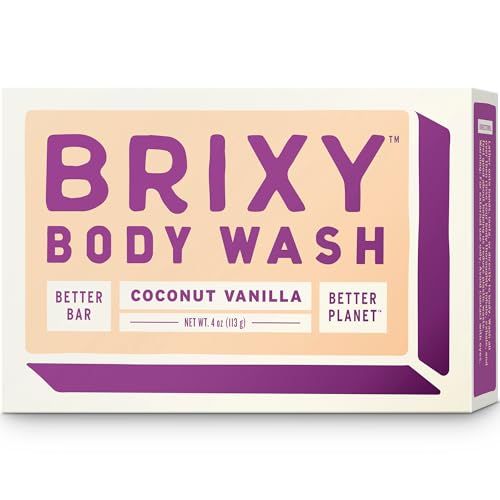BRIXY Soap-Free Moisturizing Body Wash Bar, Gentle Skin Cleanser With Shea Butter &amp; Castor Oil, Ceramide &amp; Niacinamide Help Support The Skin Barrier, pH balanced, Noncomedogenic, Made in US, 4oz