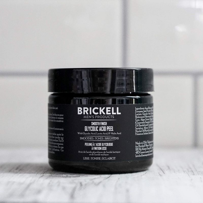 Brickell Men's Smooth Finish Glycolic Acid Peel For Men, Natural and Organic, Anti-Aging Peel for Wrinkles, 2 Ounce, Scented