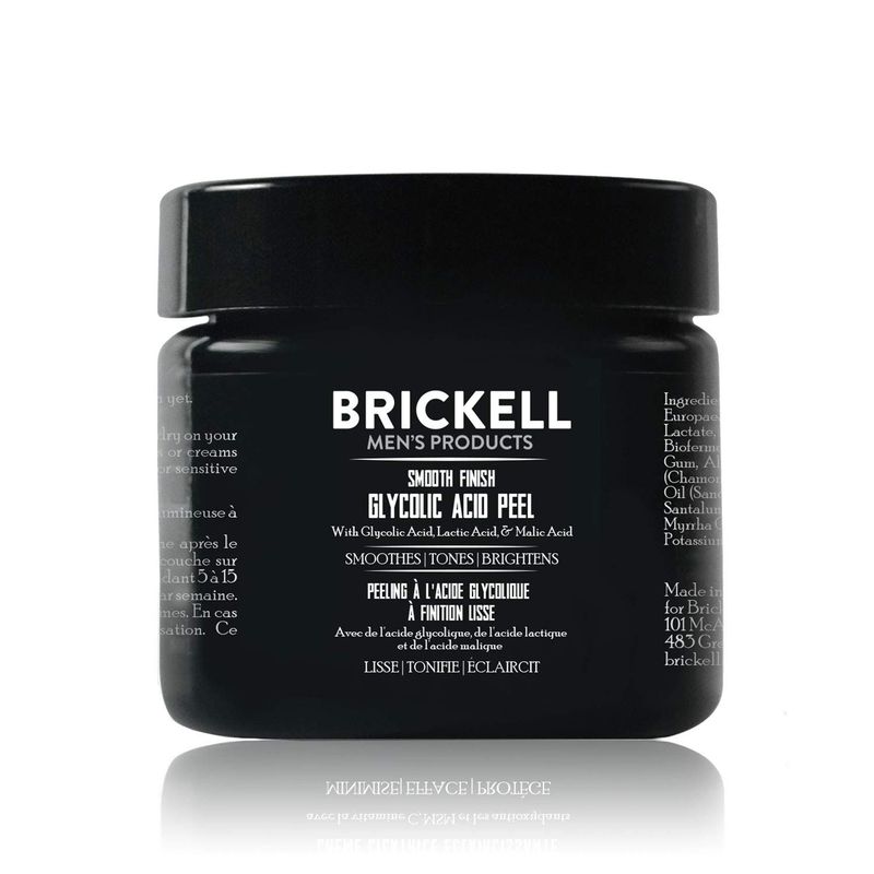Brickell Men&#39;s Smooth Finish Glycolic Acid Peel For Men, Natural and Organic, Anti-Aging Peel for Wrinkles, 2 Ounce, Scented