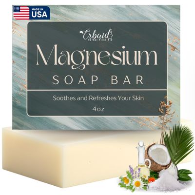 Dead Sea Magnesium Soap Bar - Deep Cleansing, Moisturizing Body Soap for Dry Itchy and All Skin Types - Shower Soap Soothes Muscles and Joints - All-Natural Exfoliating Face and Body Wash Made in USA